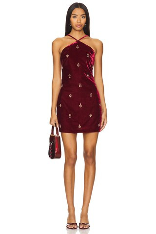 MISA Los Angeles Camille Dress in Garnet Velvet from Revolve.com | Revolve Clothing (Global)
