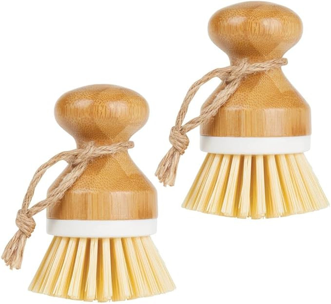 mDesign Bamboo Non-Scratch Scrub Cleaning Brush, Dishes Scrubber for Kitchen, Bathroom - Perfect ... | Amazon (US)