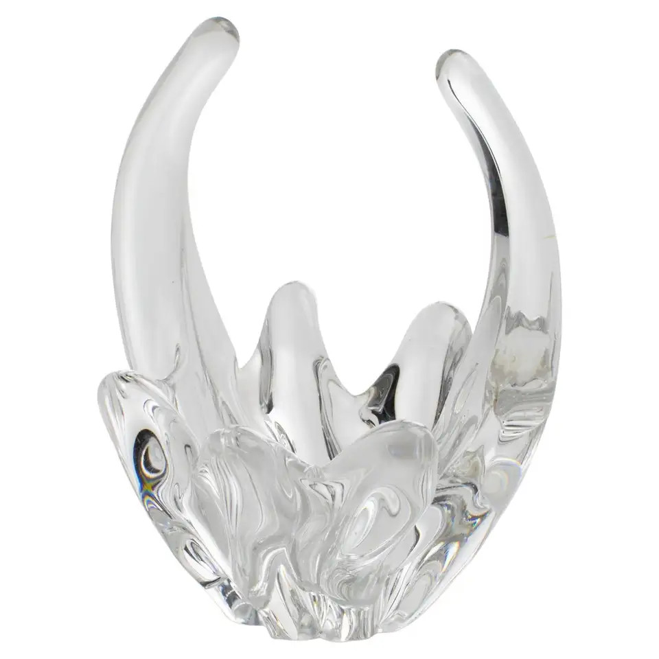 Daum France Crystal Bud Vase, Basket or Vide Poche, circa 1970 | 1stDibs