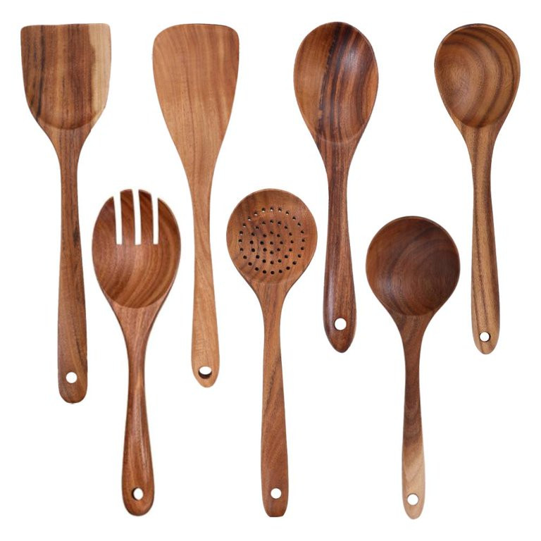 Kitchen Utensils Set, Wood Cooking Utensils Wooden Spoons Spatula Kit For Nonstick Pan | Walmart (US)