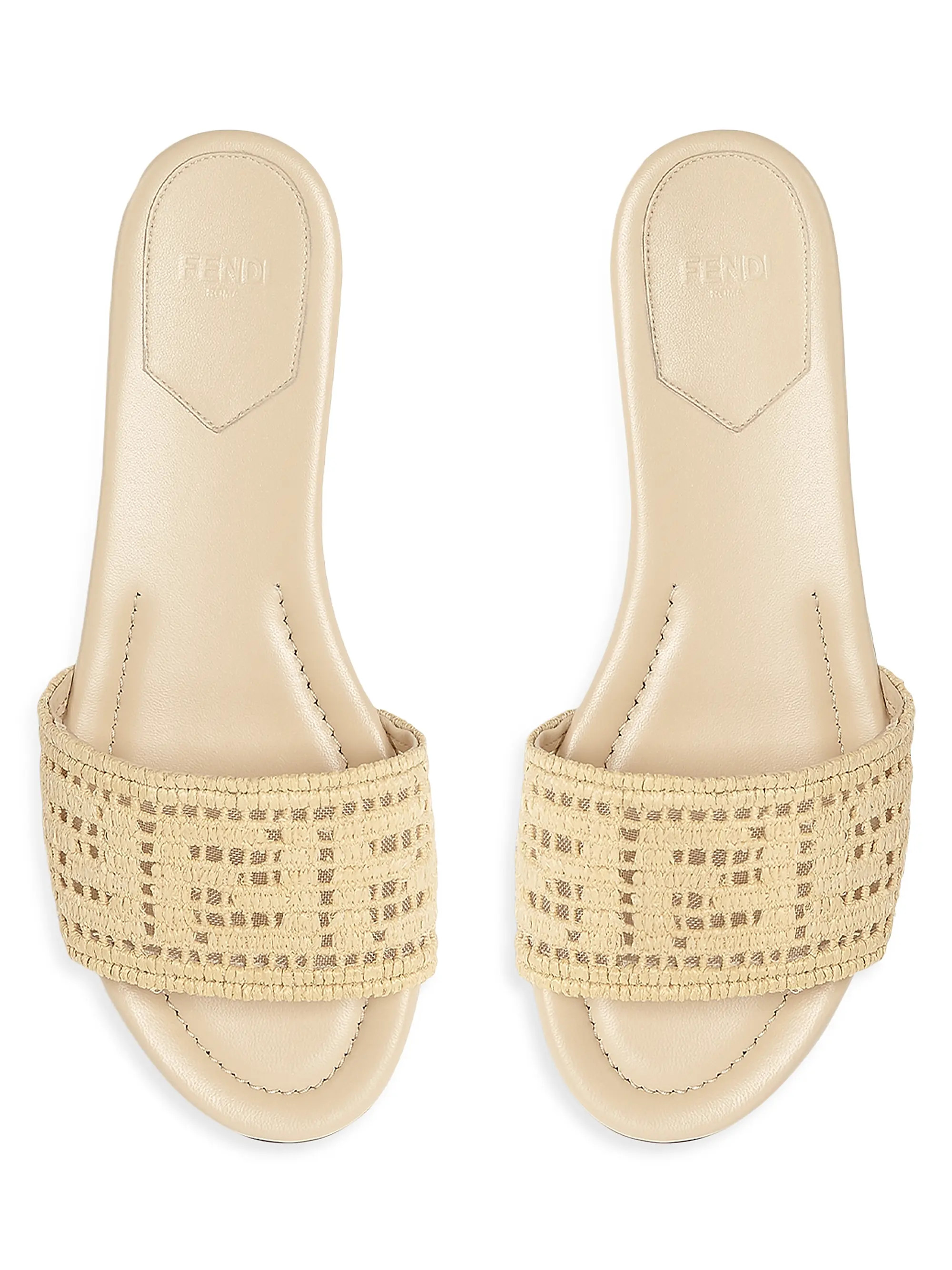 Sunshine Logo Leather Flat Slides | Saks Fifth Avenue