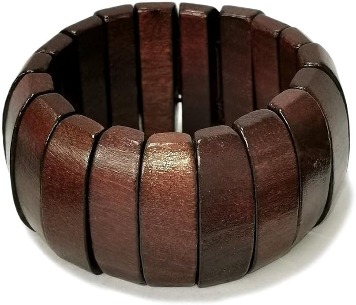 Wide Chunky Wooden Beads Stretch Bangle Bracelet Bohemian Multi-Colored Wood Elastic Ethnic Wrist... | Amazon (US)