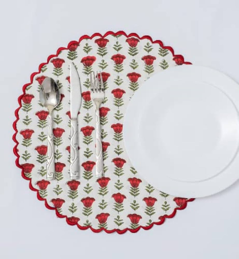 Ridhi Indian Floral Hand Block Printed 100% Pure Cotton Cloth Reversible Mats, Reusable Mats, 15"... | Amazon (US)