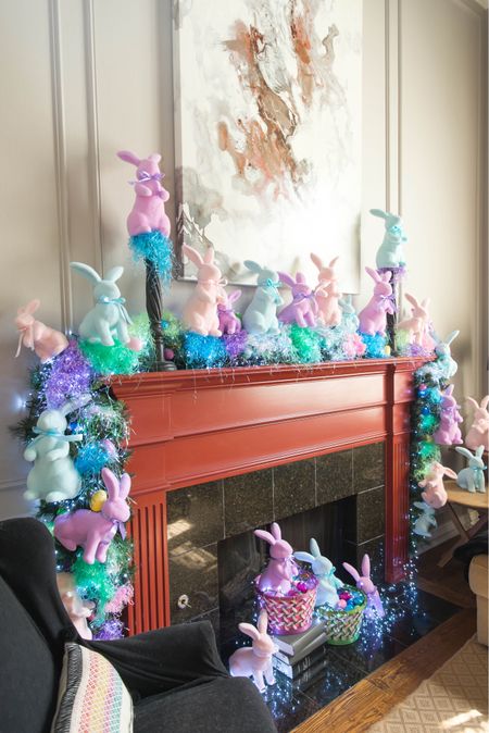 Do you think I have enough bunnies on this mantle?  The more bunnies the better right?  Shop these flocked foam bunnies in two sizes and three colors.

#LTKhome #LTKSeasonal #LTKfindsunder50