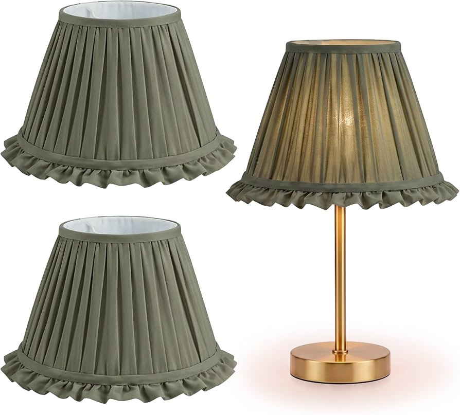 VIHOSE 2 Pack Pleated Lamp Shades, 10 x 7 Inch Ruffled Shades, Dark Green | Amazon (US)