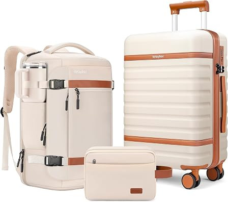 20" Carry On Luggage Set 3 Piece With Travel Backpack, YKK Zippers | Amazon (US)