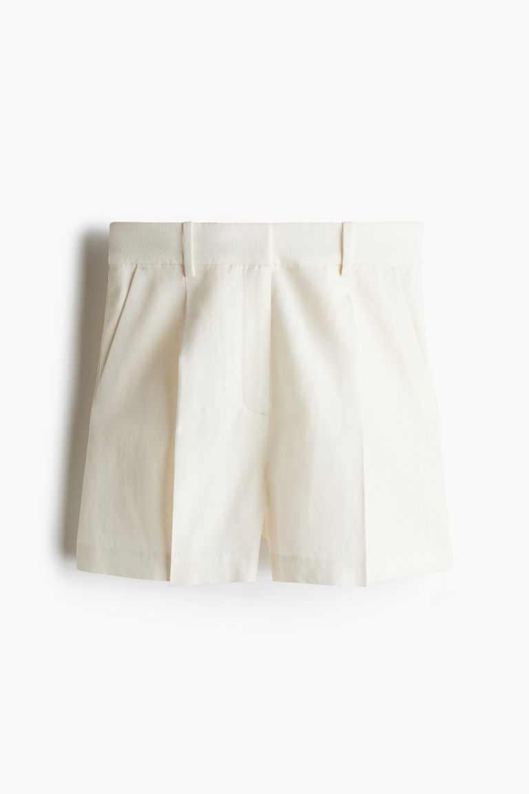 H & M - Linen-Blend Shorts - White | H&M (US + CA)
