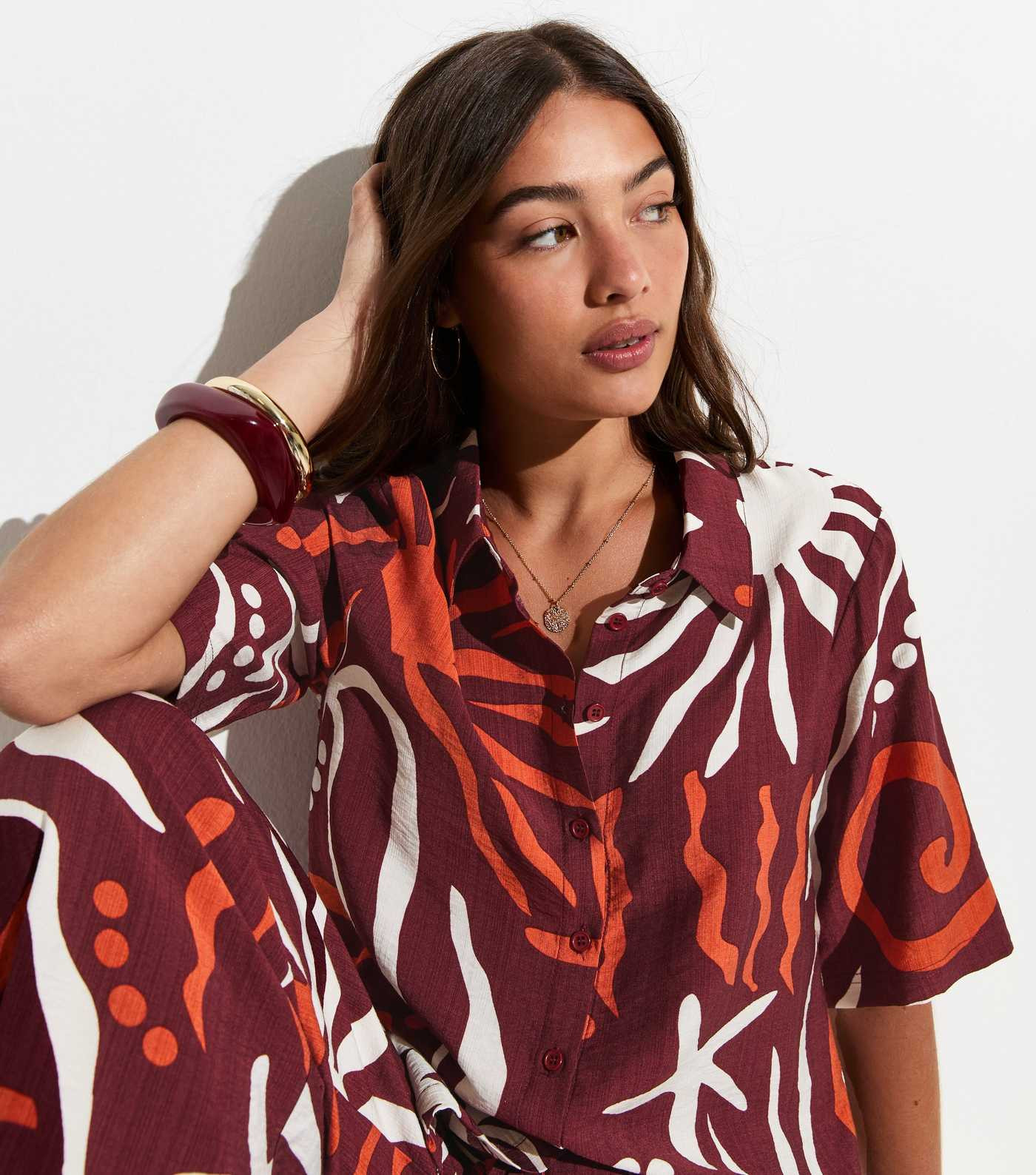 Brown Sun Print Beach Short Sleeve Shirt | New Look | New Look (UK)