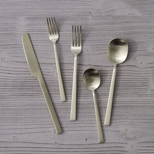 Kanto Stainless Steel Flatware Sets - Champagne Satin | West Elm (US)