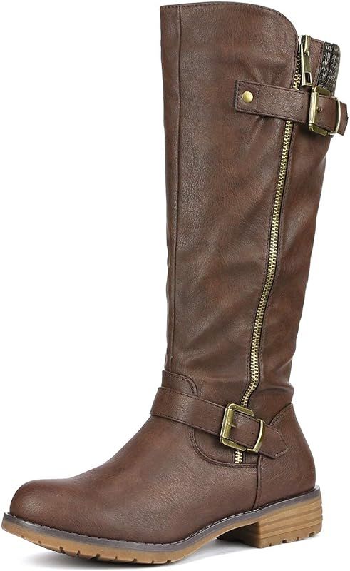 Women's Side Zipper Knee High Riding Boots | Amazon (US)