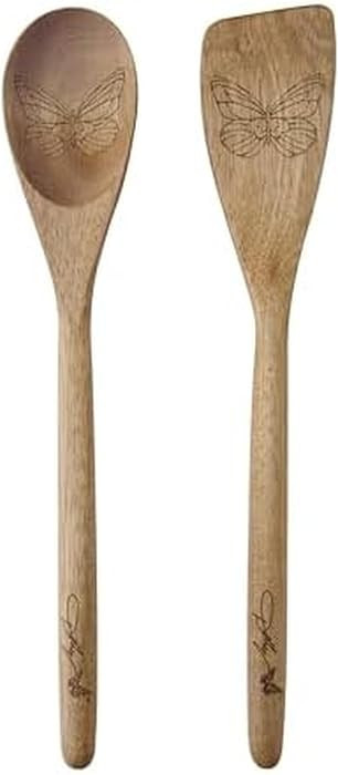 Dolly Parton Acacia Wood Kitchen Tool Set with Butterfly Design, Turner and Spoon for Cooking and... | Amazon (US)