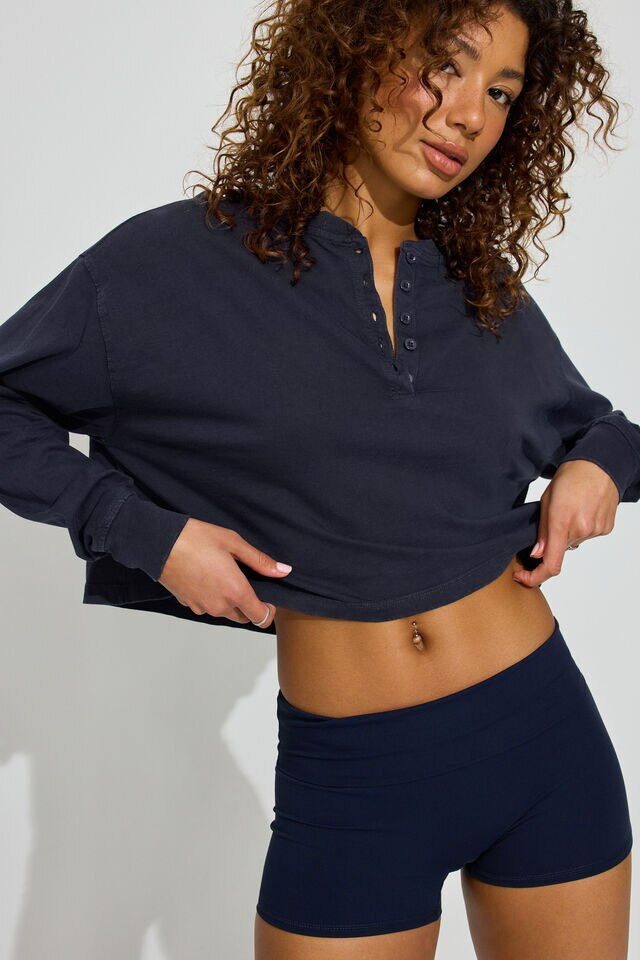 Oversized Henley Long Sleeve Top | Garage Clothing