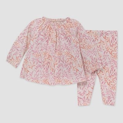Burt's Bees Baby® Baby Girls' Leaf Impression Tunic & Leggings Set - Rose Pink | Target