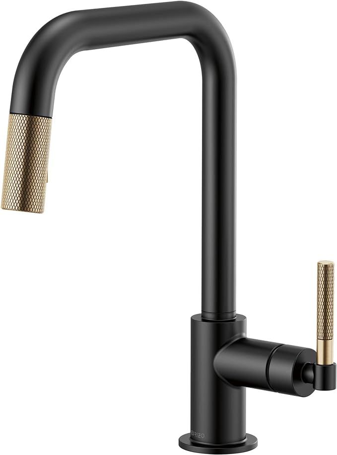 Brizo 63053LF-BLGL Litze Pull-Down Faucet with Square Spout and Knurled Handle In Matte Black/Lux... | Amazon (US)
