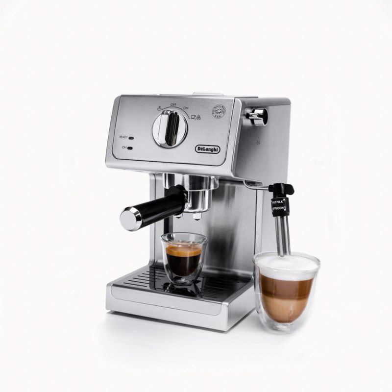 De'Longhi Stainless Steel Pump Espresso Maker + Reviews | Crate and Barrel | Crate & Barrel