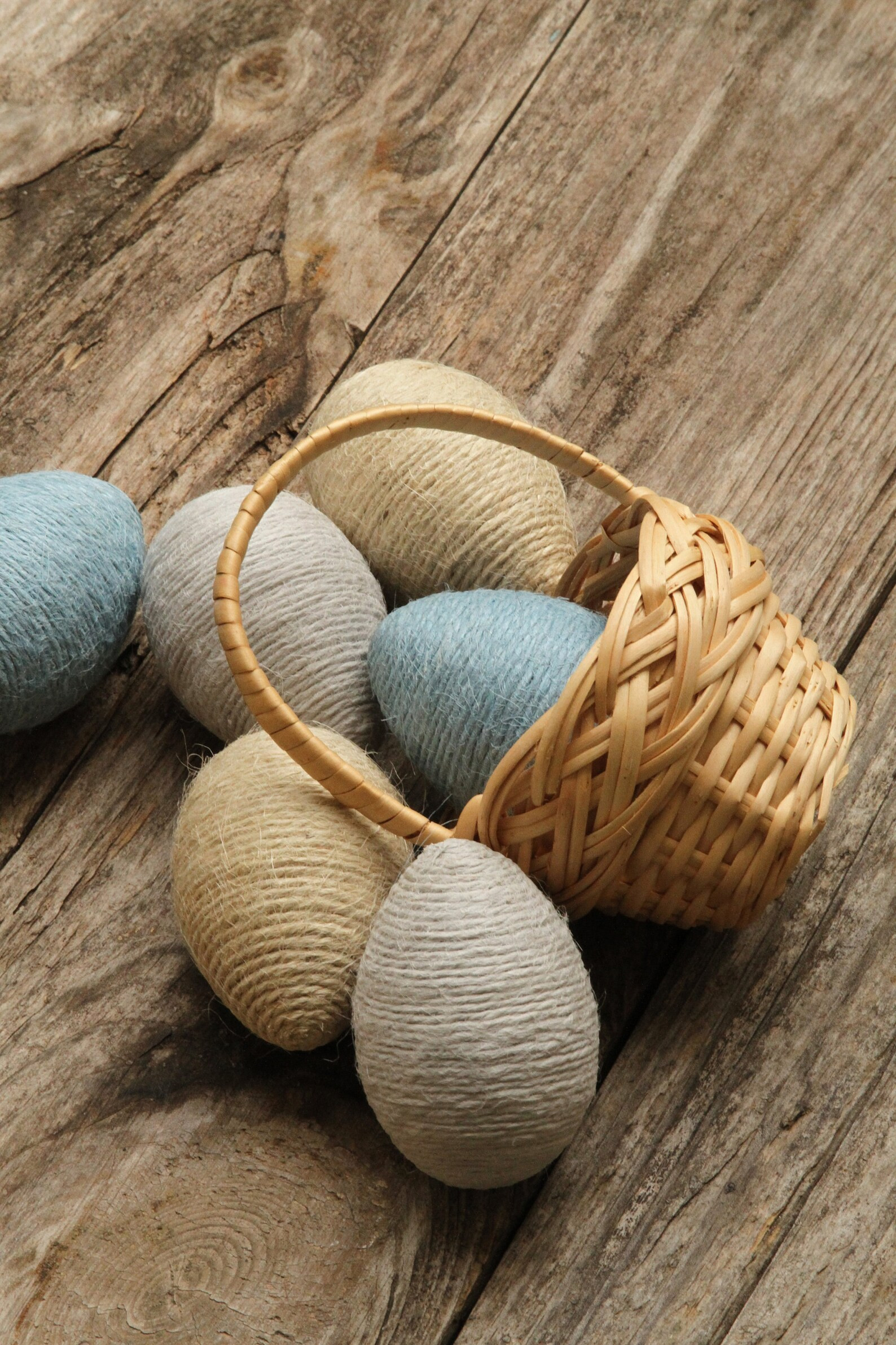 Jute Twine Eggs Half Dozen Light Gray Ivory & Blue Easter | Etsy | Etsy (US)
