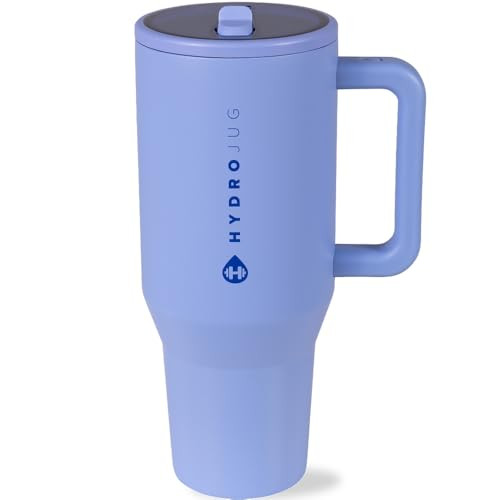 HydroJug Traveler - 40 oz Water Bottle with Handle & Flip Straw - Fits in Cup Holder, Leak Resistant Tumbler-Reusable Insulated Stainless Steel & Rubber Base - Gifts for Women & Men, Peri | Amazon (US)