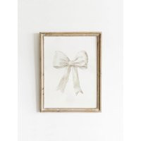 White Bow Print Preppy Art Painting Dorm Prints Aesthetic Ivory Retro Posters Girly Western Wall | Etsy (US)