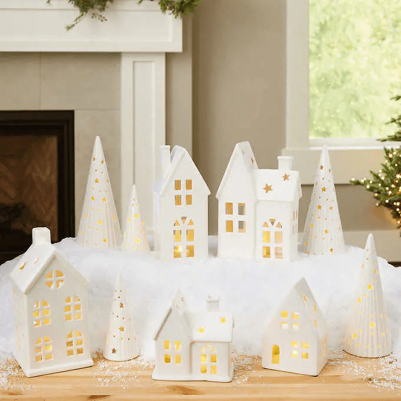 Ceramic Holiday Village, 10-piece | Walmart (US)