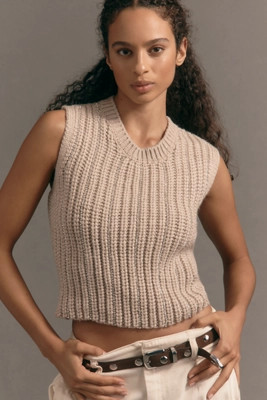 Pilcro Crew-Neck Metallic Muscle Sweater Vest | Anthropologie (US)