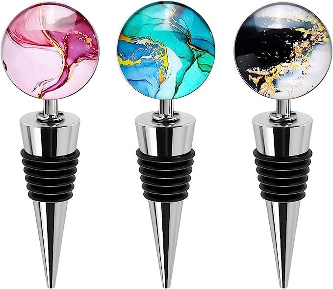 Soleebee 3 Pack Decorative Wine Stoppers, Wine Bottle Stopper with Beautiful Art Glass，Beverag... | Amazon (US)