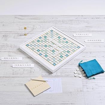 WS Game Company Scrabble Bianco Edition with Rotating Wooden Game Board | Amazon (US)