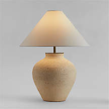 Corfu Cream Table Lamp with Linen Taper Shade 26.6 | Crate & Barrel