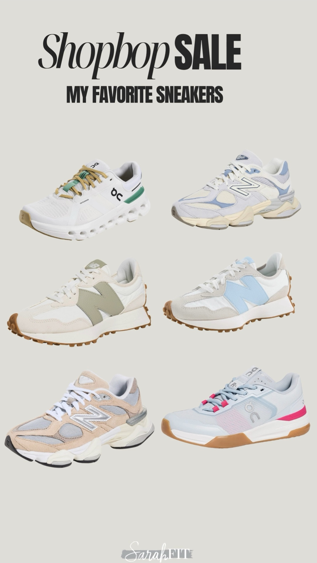 I own or purchased all of these sneakers. Stock up and get up to 20% off the shopbop sale. I love new balance sneakers for athleisure wear. My favorite running sneakers over the past few years have come from on running and this is a new style for me, but I’m excited to try them out. 

#LTKActive #LTKSaleAlert #LTKOver40