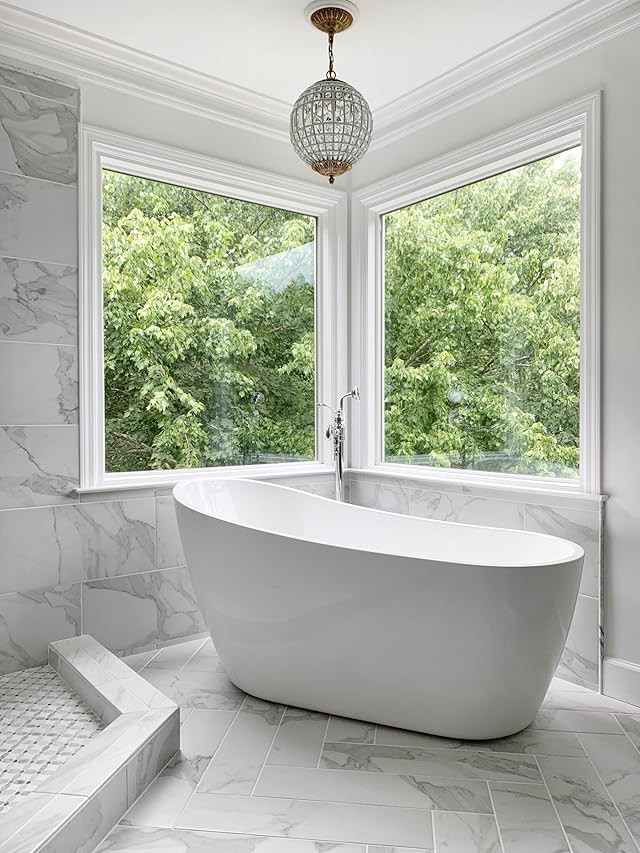 WOODBRIDGE 71" x 31.5" Water Jetted and Air Bubble Freestanding Bathtub, Whirlpool Tub | Amazon (US)