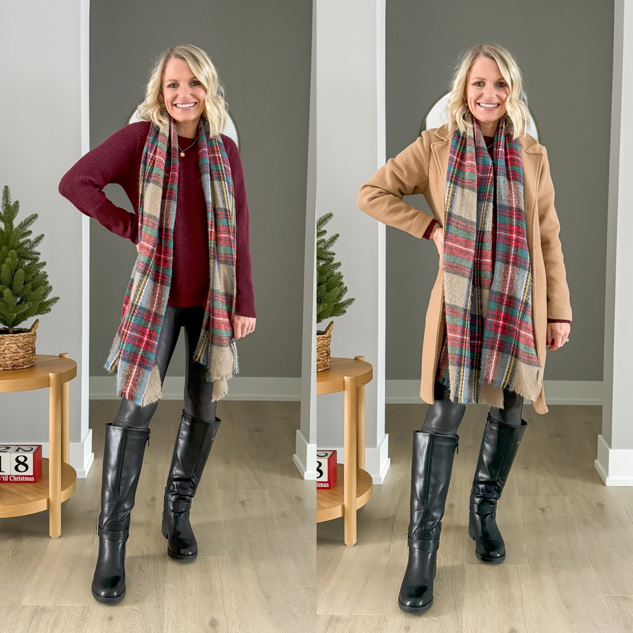 Holiday outfit idea for a casual day of shopping! Sweater- out of stock, linked similar || leggings- small/petite (code: THRIFTYWIFEXSPANX for 20% off) || coat-xs/petite 

#LTKStyleTip #LTKSeasonal #LTKHoliday