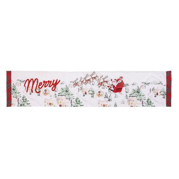 Vintage Santa Scene Table Runner | Mud Pie
