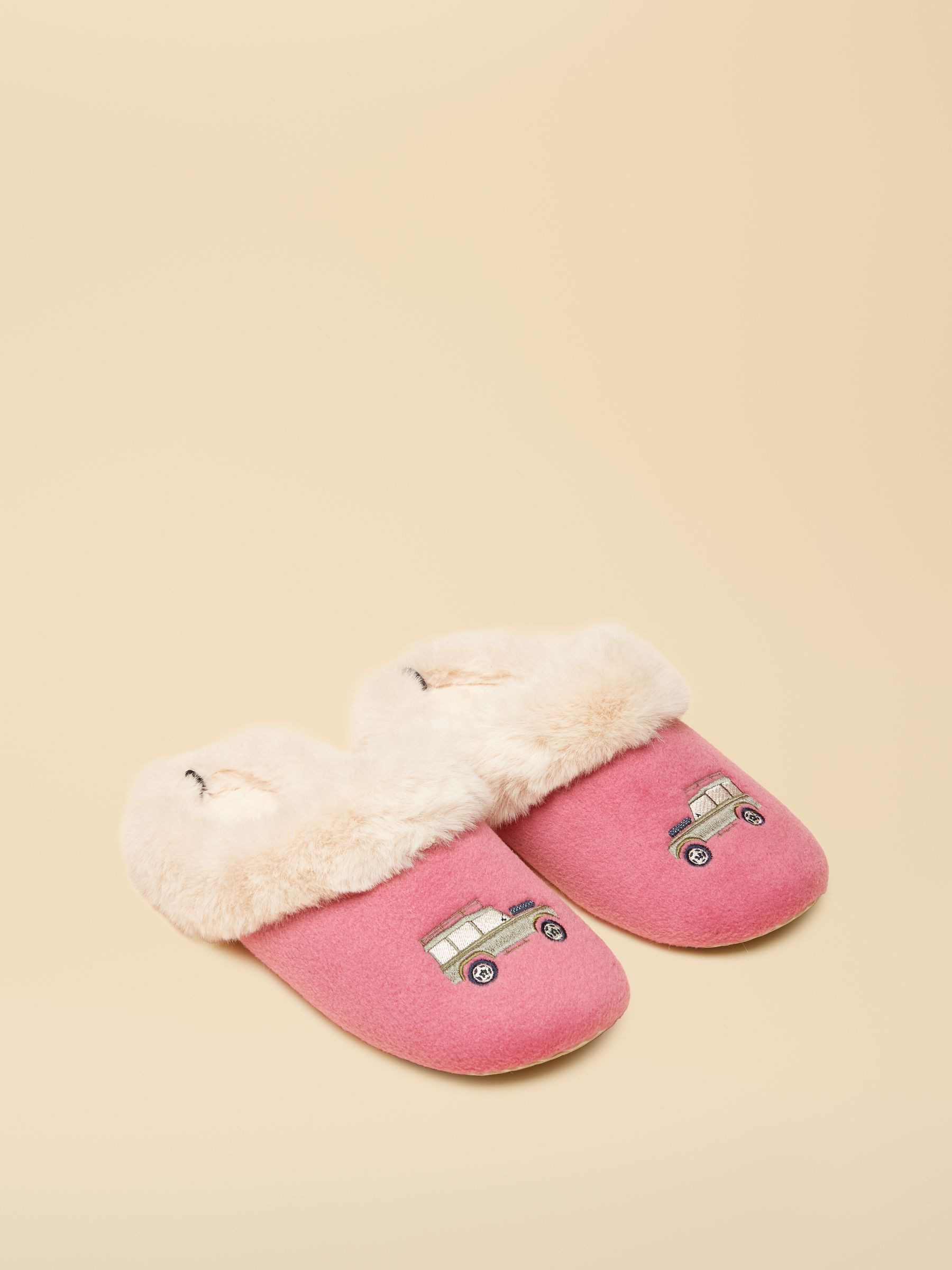 Slippet Luxe Pink/Cream Car Slippers | Joules | Joules