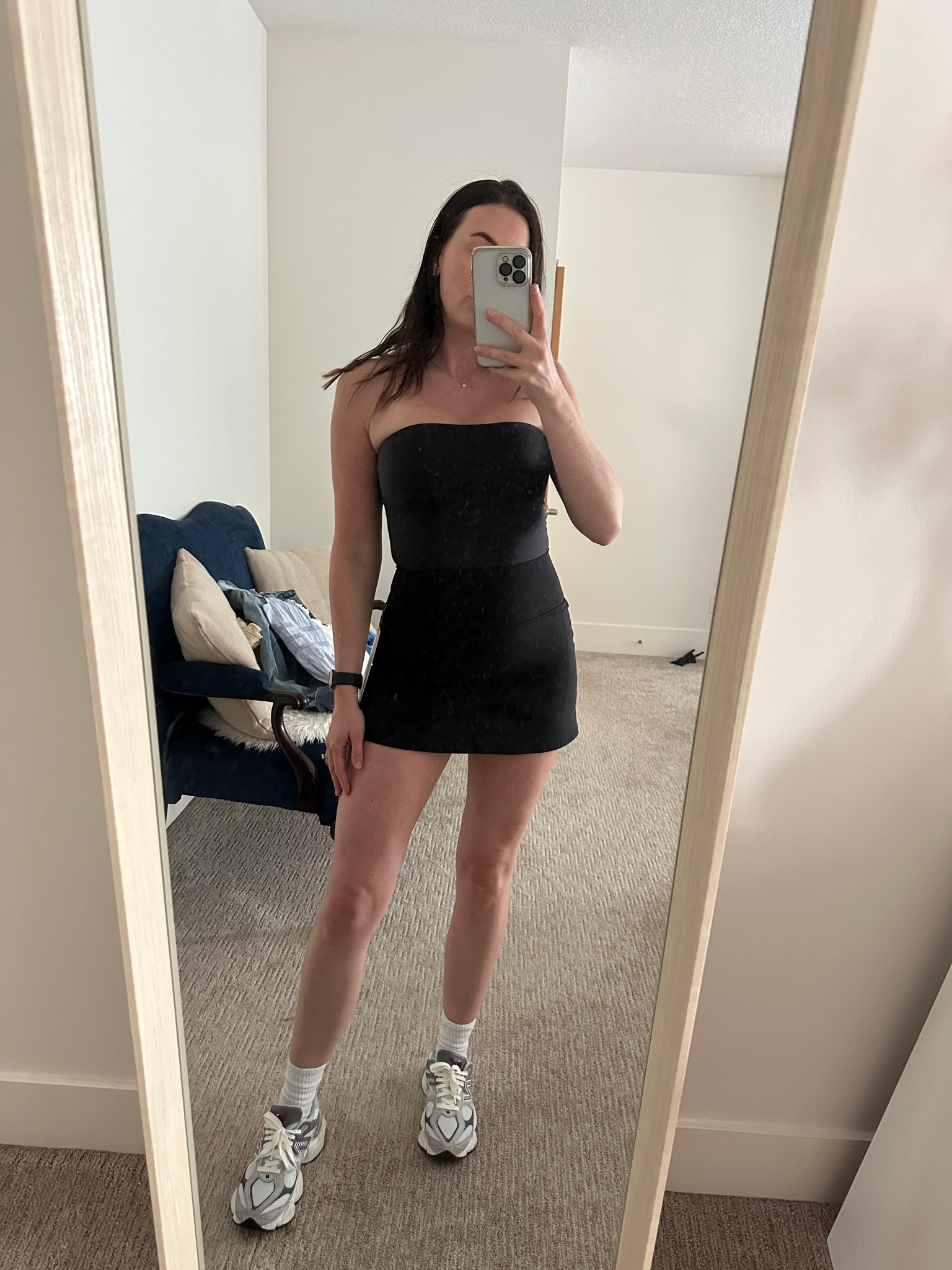 Size 4 skirt, small tube top. 

#LTKfindsunder50 #LTKshoecrush #LTKfitness