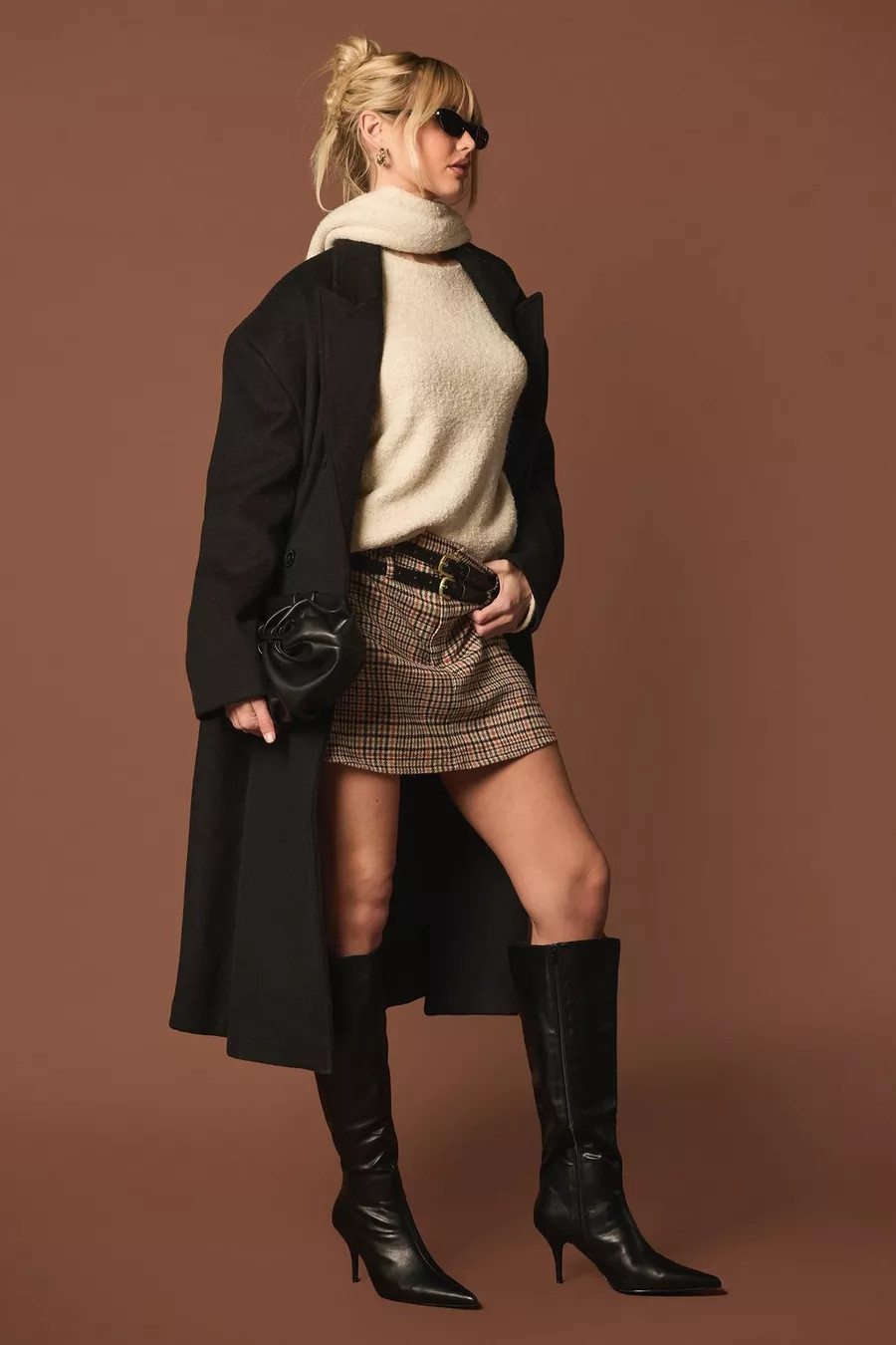 Petite Belted Wool Look Trench | Boohoo.com (NL)