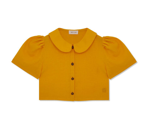 Linen Cropped Blouse In Marigold By Má + Lin | Trouva (Global)