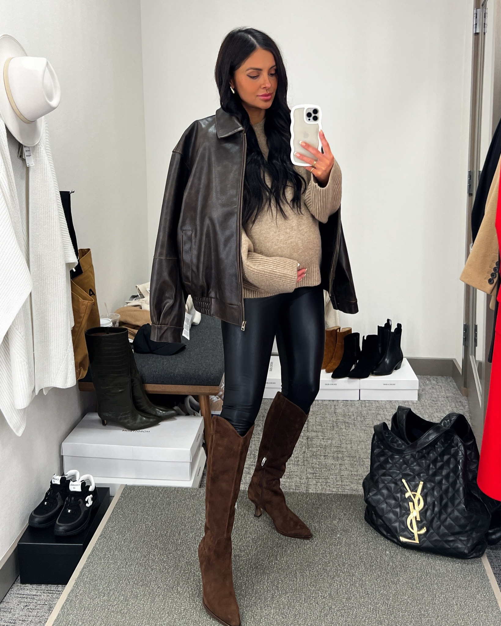Nordstrom anniversary sale outfit / NSALE style picks
Topshop bomber jacket 
Halogen beige sweater 
Commando faux leather leggings on sale 
Dolce vita suede knee high boots 

#LTKSeasonal #LTKxNSale #LTKStyleTip