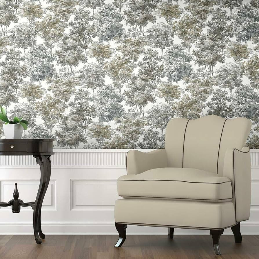RoomMates RMK11614WP Old World Trees Gray and Beige Peel and Stick Wallpaper, Roll | Amazon (US)