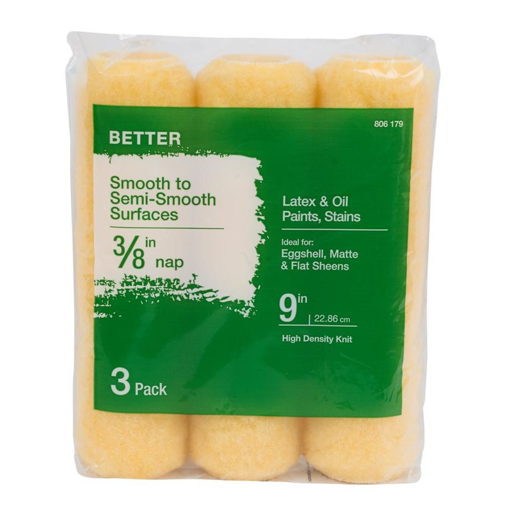 9 in. x 3/8 in. High-Density Polyester Knit Paint Roller Cover (3-Pack) | The Home Depot