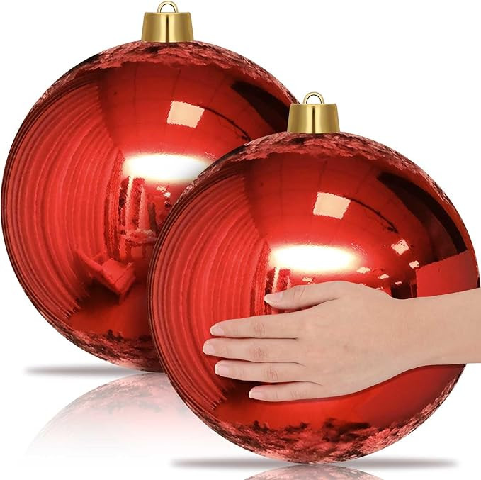 Jerify 2 Pcs 12 Inch Giant Inflatable Christmas Ball Ornaments Large Xmas Blow Ball Decorations P... | Amazon (US)