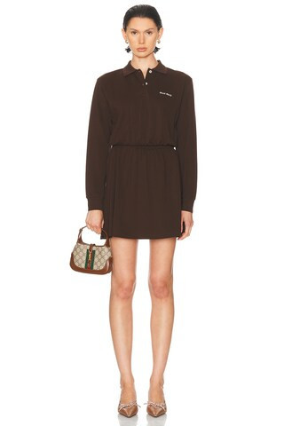Miu Miu Long Sleeve Mini Dress in Chocolate | FWRD 