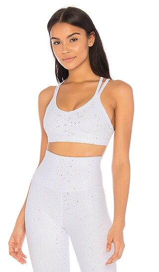 Beyond Yoga Double Back Sports Bra in White & Rose Gold Speckle | Revolve Clothing (Global)