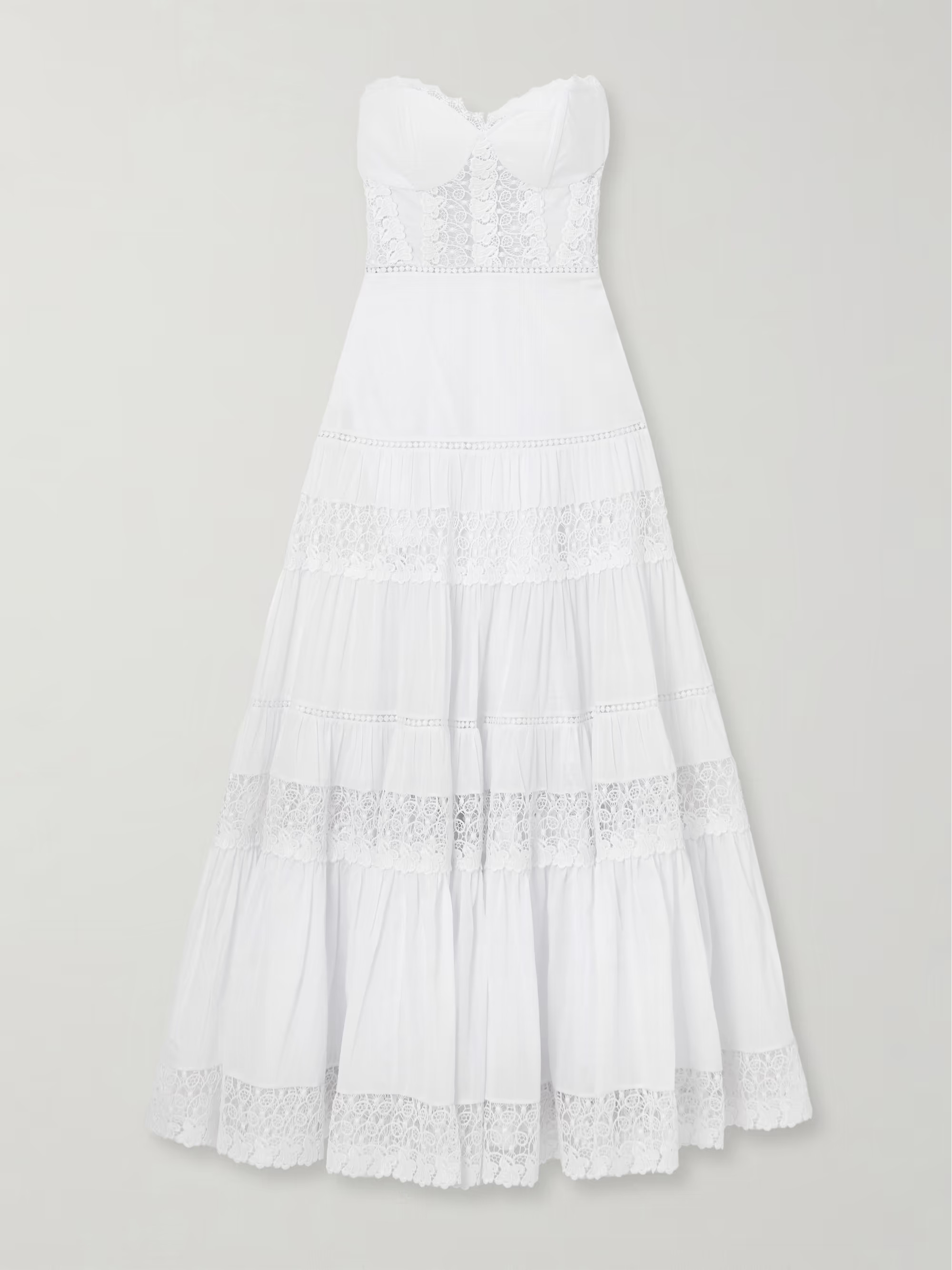 CHARO RUIZMonnet strapless guipure lace-trimmed cotton-blend voile maxi dress | NET-A-PORTER (UK & EU)