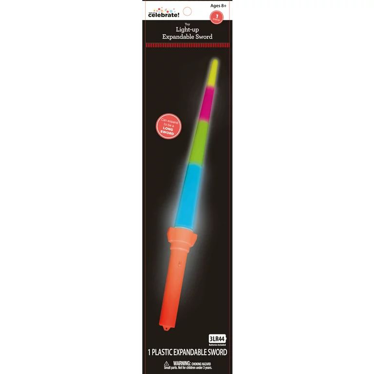 Way to Celebrate! 1ct Party Toys, Light-up Expandable Sword, 3.94in. x 15.75in. x 1.57in., 40gram... | Walmart (US)