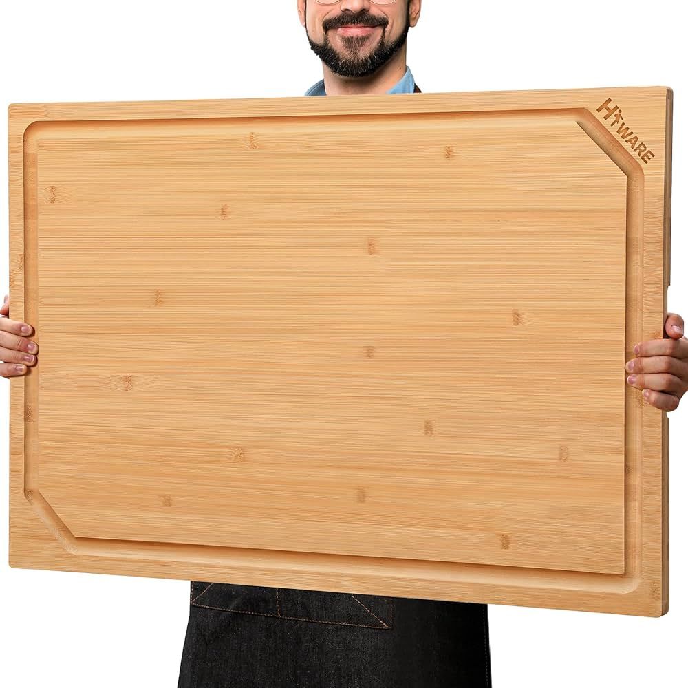 36 x 24 Extra Large Bamboo Cutting Board for Kitchen, Cutting Board Stove Top Cover with Handle, ... | Amazon (US)