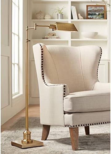 Jenson Modern Traditional Metal Adjustable Pharmacy Floor Lamp Swing Arm Aged Brass Metal Shade S... | Amazon (US)