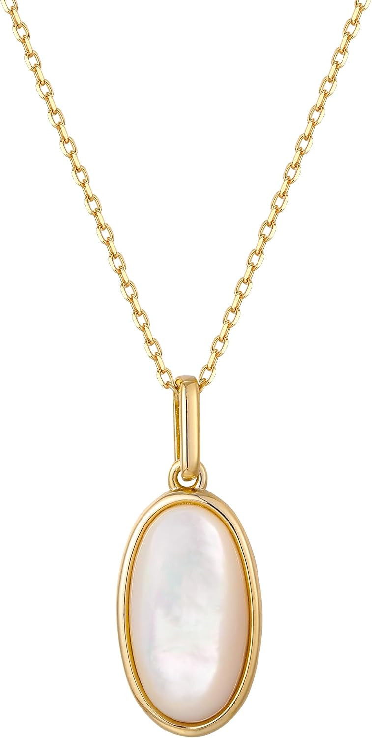 S.Leaf Shell Necklace for Women Sterling Silver Shell Pendant Minimalism Round I Heart I Square I Oval Mother of Pearl Necklace for Women | Amazon (US)