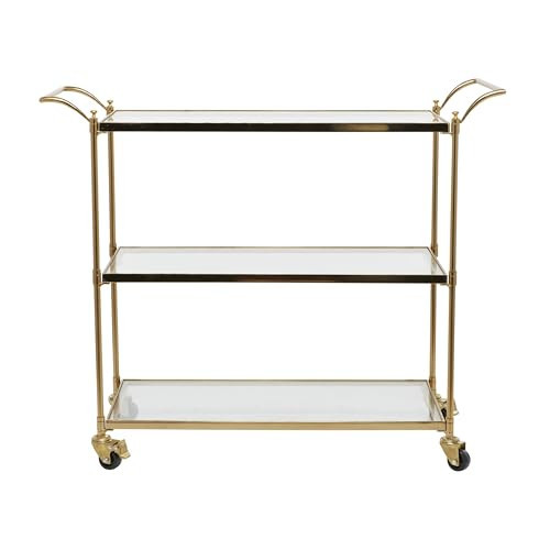 Amazon.com - Deco 79 Metal Rolling 3 Glass Shelves Bar Cart with Lockable Wheels, 38" x 14" x 31"... | Amazon (US)