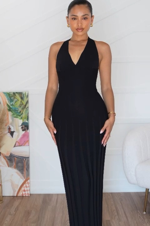 Meshki, Demellier, Zara, Asos, summer outfit, holiday outfit, party outfit, black maxi dress, knit maxi dress, halterneck dress, slingback heels, clutch bag, kitten heels, summer outfits, holiday outfits, party outfits 

#LTKeurope #LTKstyletip #LTKsummer