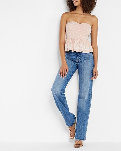 Embroidered Peplum Tube Top | Express