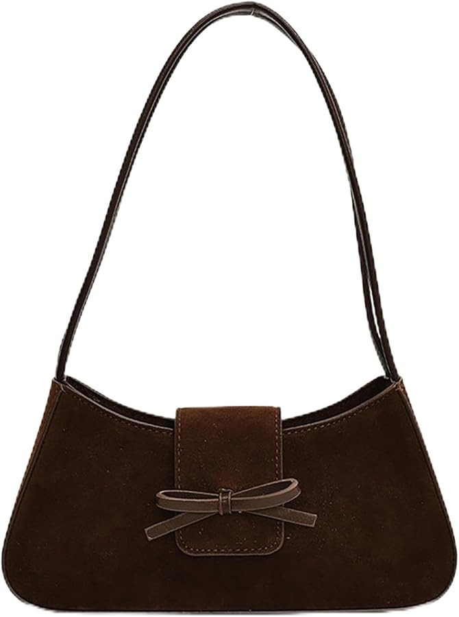 Small Shoulder Bags for Women Suede Handbag Cute Bow Purse Y2K Suede Hobo Handbag Clutch Underarm... | Amazon (US)